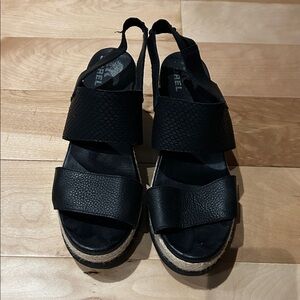 Sorel Joanie II Hi Slingback Espadrille Wedge Sandal Black Women’s